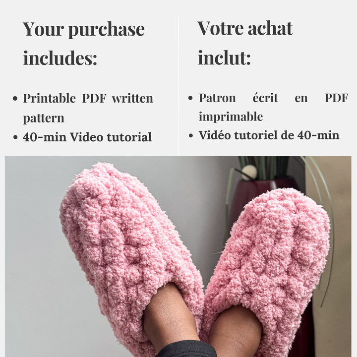Chenille Yarn Slippers — PDF Pattern + Video Tutorial