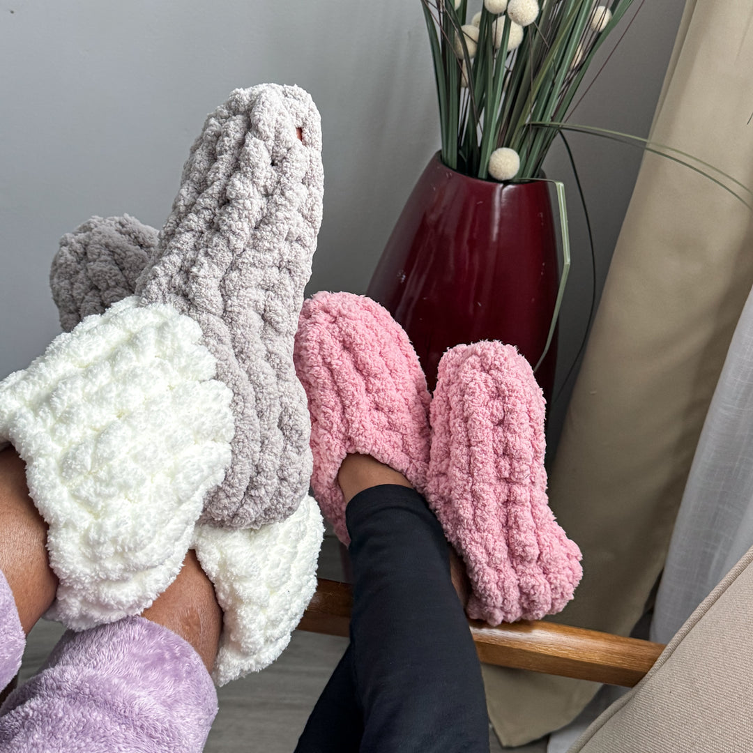 Chenille Yarn Slippers — PDF Pattern + Video Tutorial