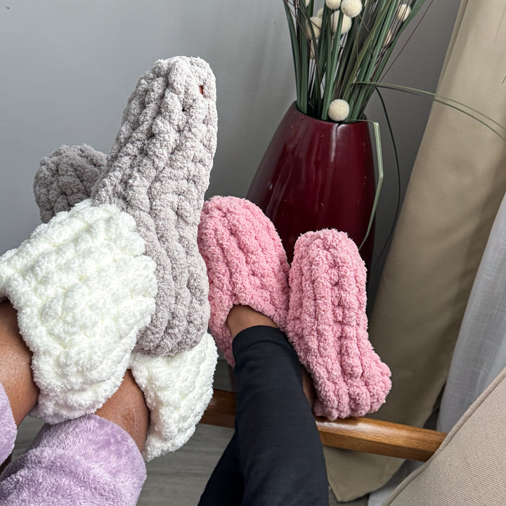 Chenille Yarn Slippers — PDF Pattern + Video Tutorial